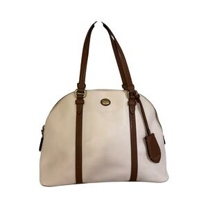 COACH Peyton dome satchel
 cream leather brown trim EUC